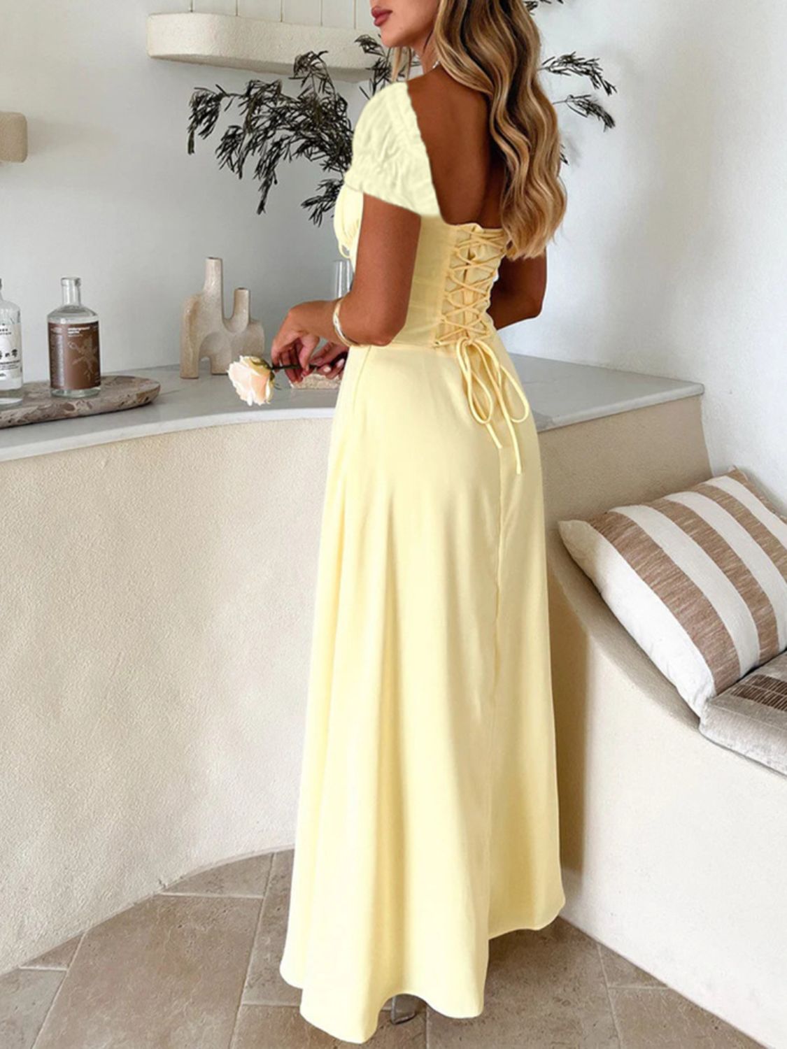 Devine Sweetheart Neck Short Sleeve Maxi Dress - Teresa's Fashionista LLC