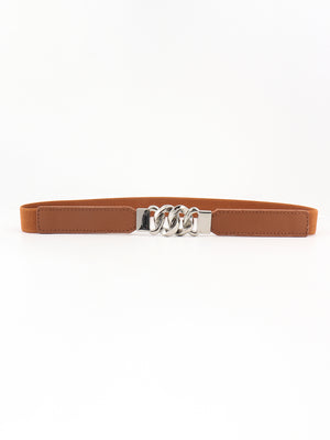 Zinc Alloy Buckle Elastic PU Belt-Teresa's Fashionista LLC