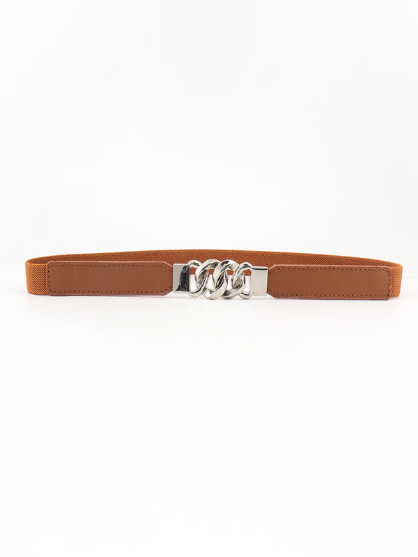 Zinc Alloy Buckle Elastic PU Belt-Teresa's Fashionista LLC
