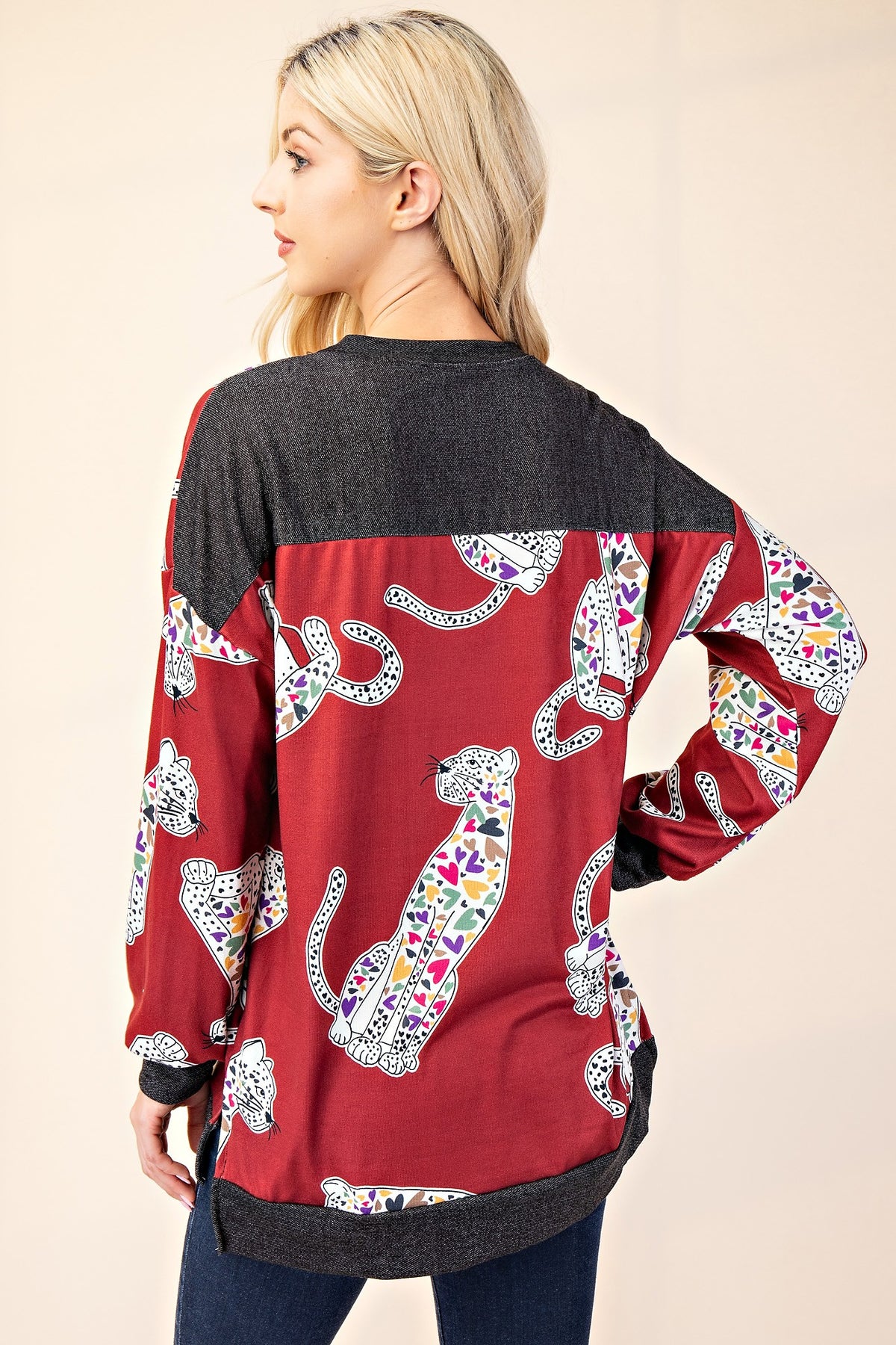 Celeste Full Size Animal Print Contrast Round Neck T-Shirt - Teresa's Fashionista LLC