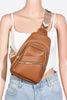 Fame PU Leather Chevron Strap Crossbody Bag - Teresa's Fashionista LLC