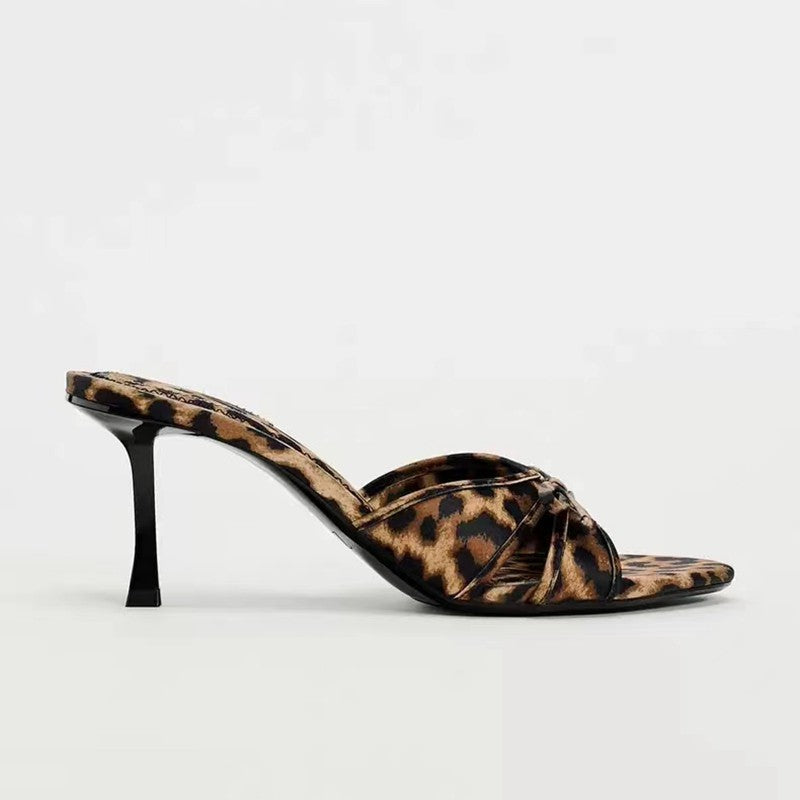 Bow Leopard Kitten Heel Sandals-Teresa's Fashionista LLC