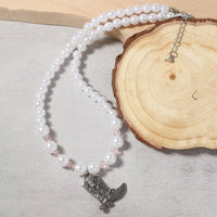 Pearl Beaded Cowboy Boot Necklace