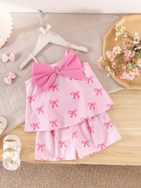 Children's Striped Bow Cami and Shorts Set