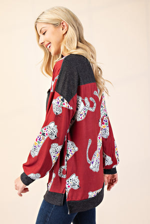 Celeste Full Size Animal Print Contrast Round Neck T-Shirt - Teresa's Fashionista LLC