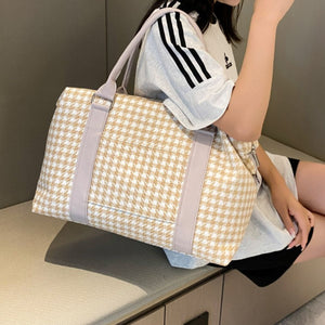 Houndstooth Canvas Travel Bag-Teresa's Fashionista LLC