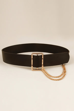 PU Leather Wide Belt with Chain-Teresa's Fashionista LLC