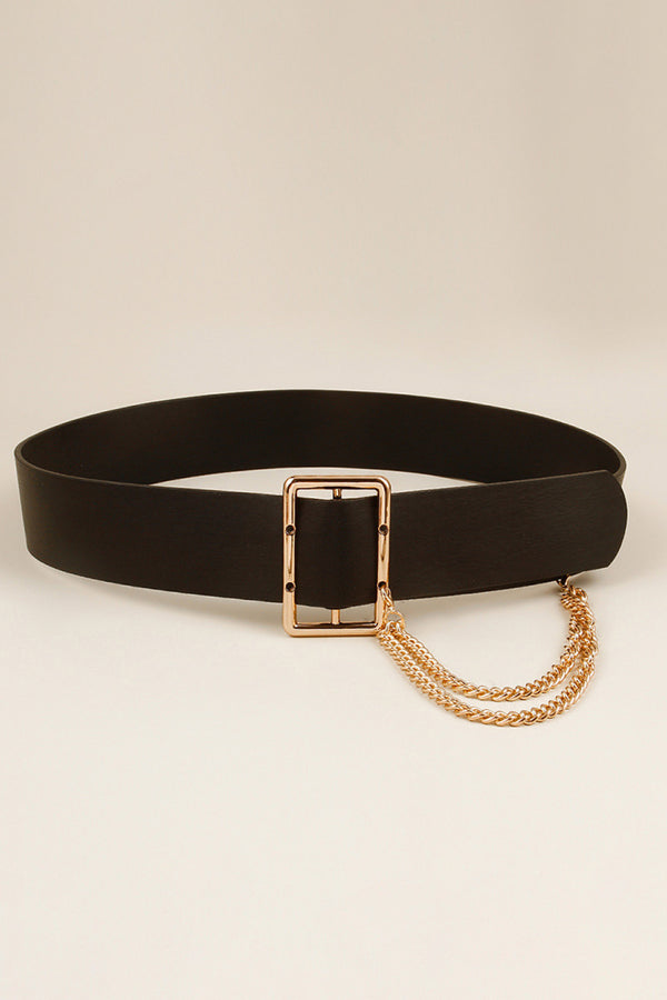 PU Leather Wide Belt with Chain-Teresa's Fashionista LLC