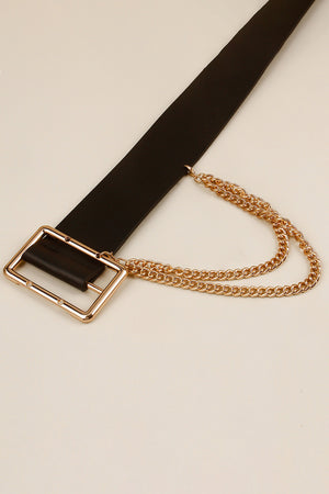 PU Leather Wide Belt with Chain-Teresa's Fashionista LLC