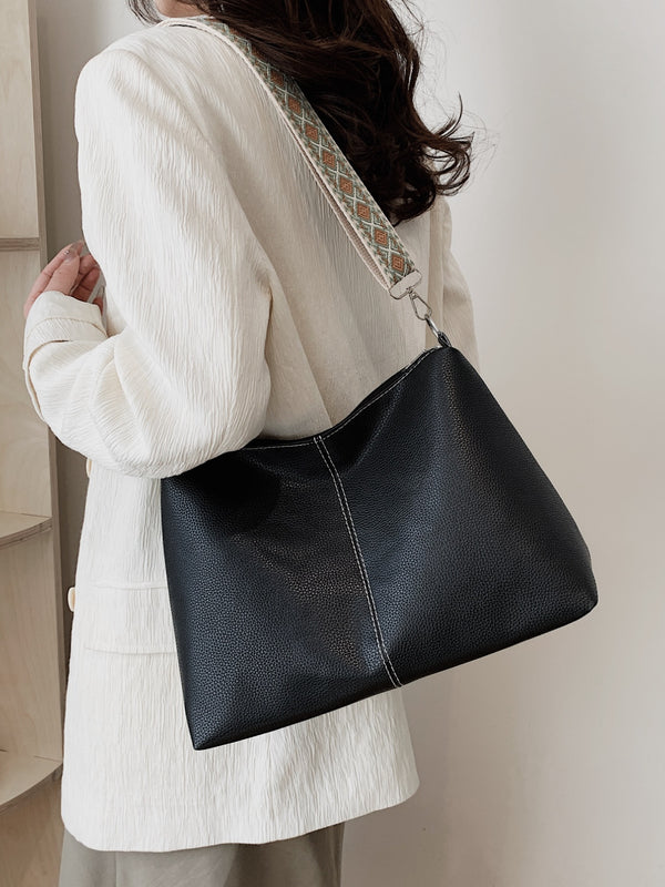 PU Leather Geometric Pattern Strap Shoulder Bag-Teresa's Fashionista LLC
