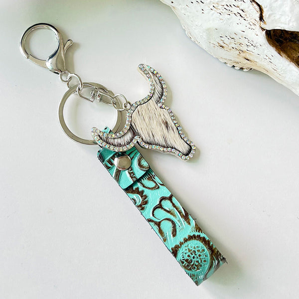 Rhinestone Bull Keychain-Teresa's Fashionista LLC