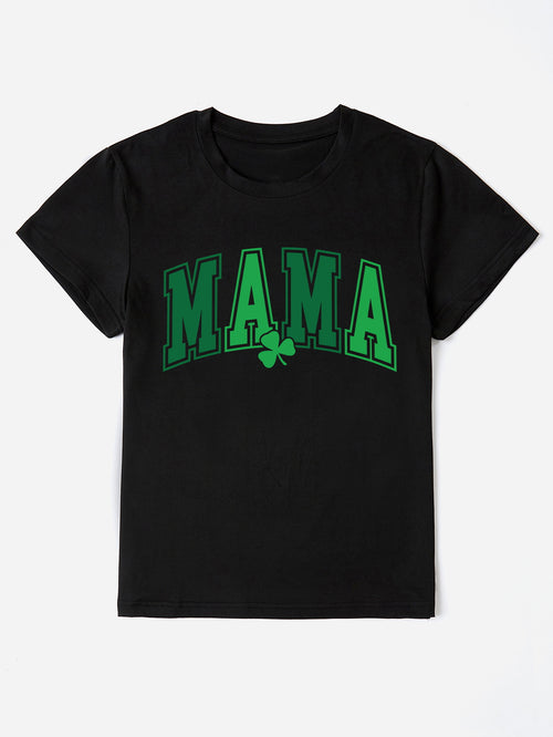 MAMA Round Neck Short Sleeve T-Shirt-Teresa's Fashionista LLC