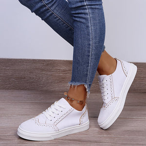 Lace-Up Suedette Flat Sneakers-Teresa's Fashionista LLC