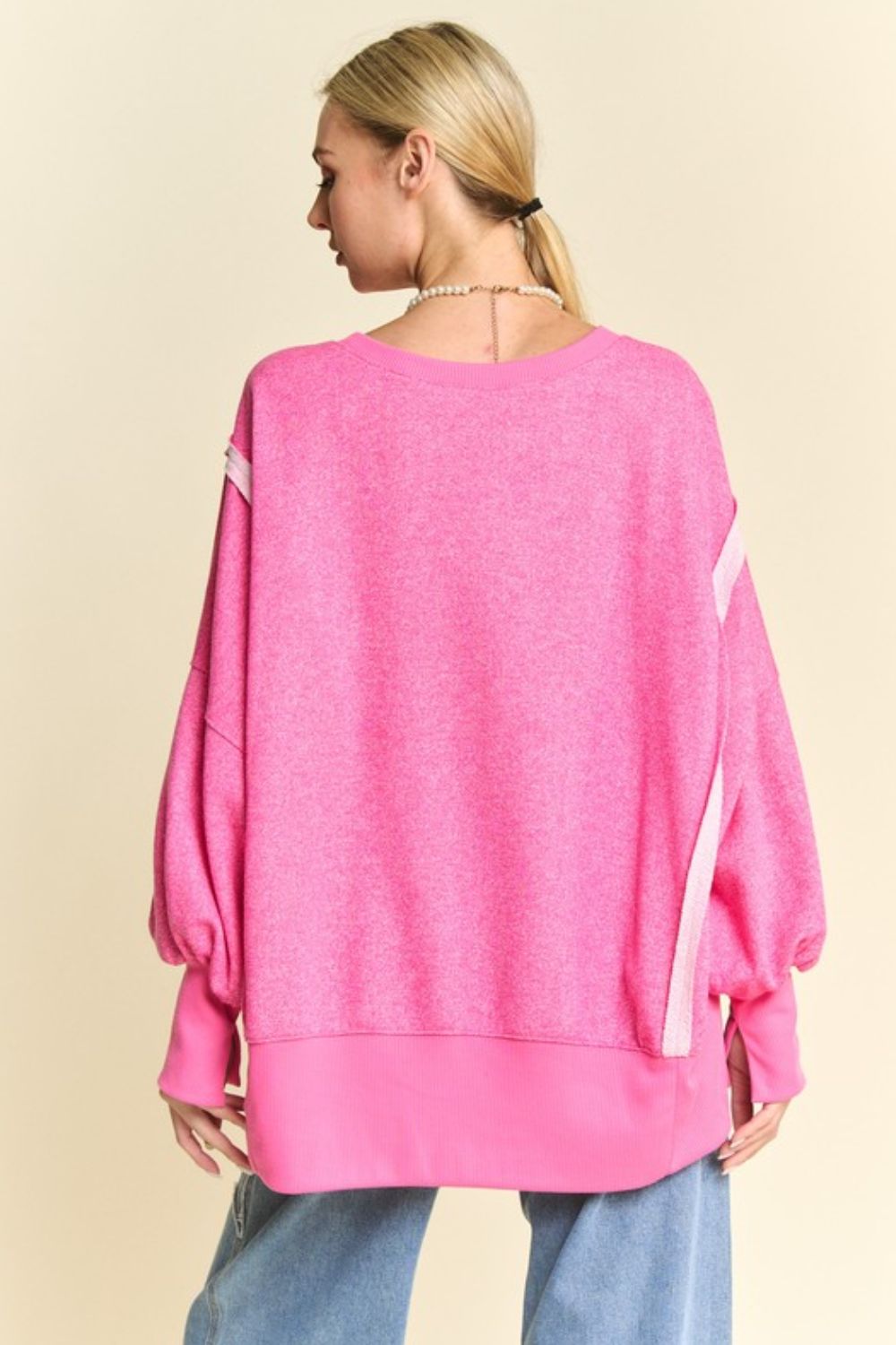 Davi & Dani Side Slit High-Low Lantern Sleeve Knit Top - Teresa's Fashionista LLC