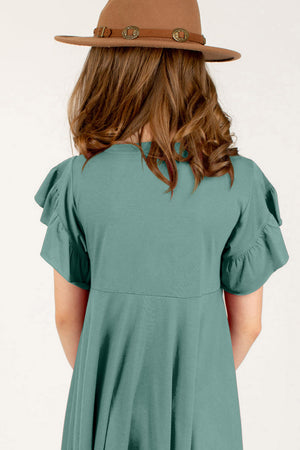 Round Neck Petal Sleeve Dress-Teresa's Fashionista LLC