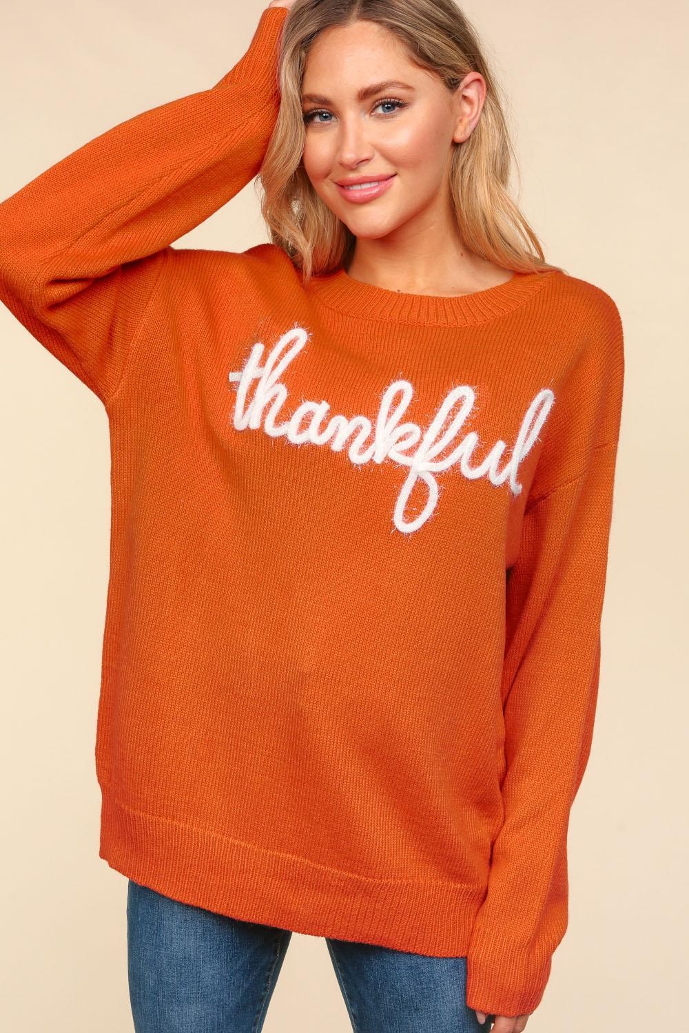 Haptics Full Size Metallic Glitter Embroidery Sweater - Teresa's Fashionista LLC