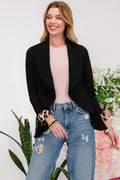 Celeste Full Size Rolled Leopard Cuff Open Front Blazer - Teresa's Fashionista LLC