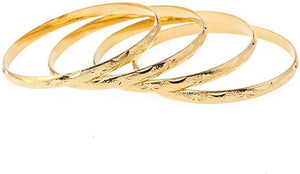 18k Gold Layered Real Gold-Filled Bangles Dozen 12pcs 6mm