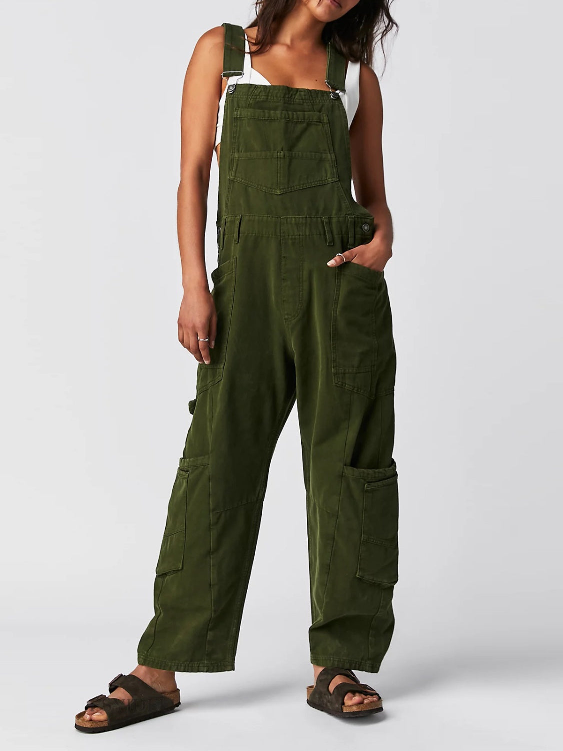 Pocketed Wide Strap Denim Overalls - Teresa's Fashionista LLC