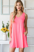 Heimish Full Size V-Neck Mini Tank Dress with Pockets-Teresa's Fashionista LLC
