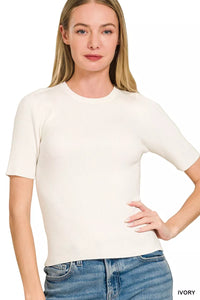 Zenana Viscose Ribbed Round Neck Sweater