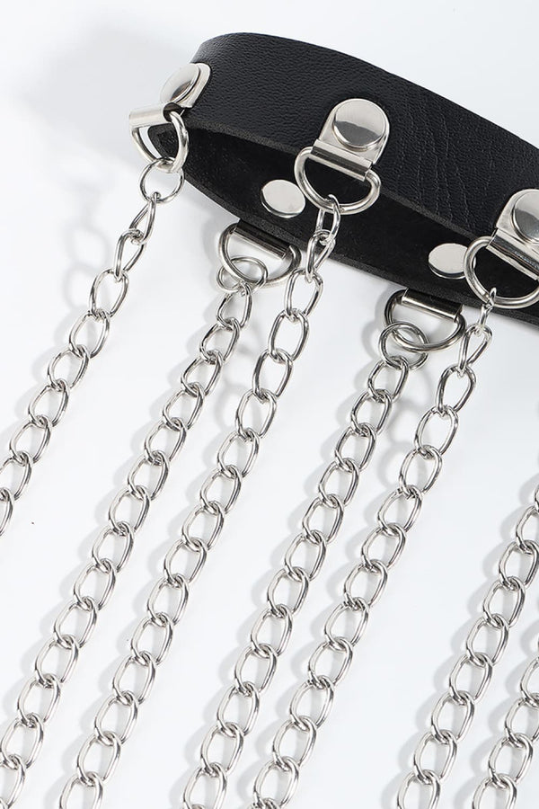 Fringed Chain PU Leather Belt-Teresa's Fashionista LLC