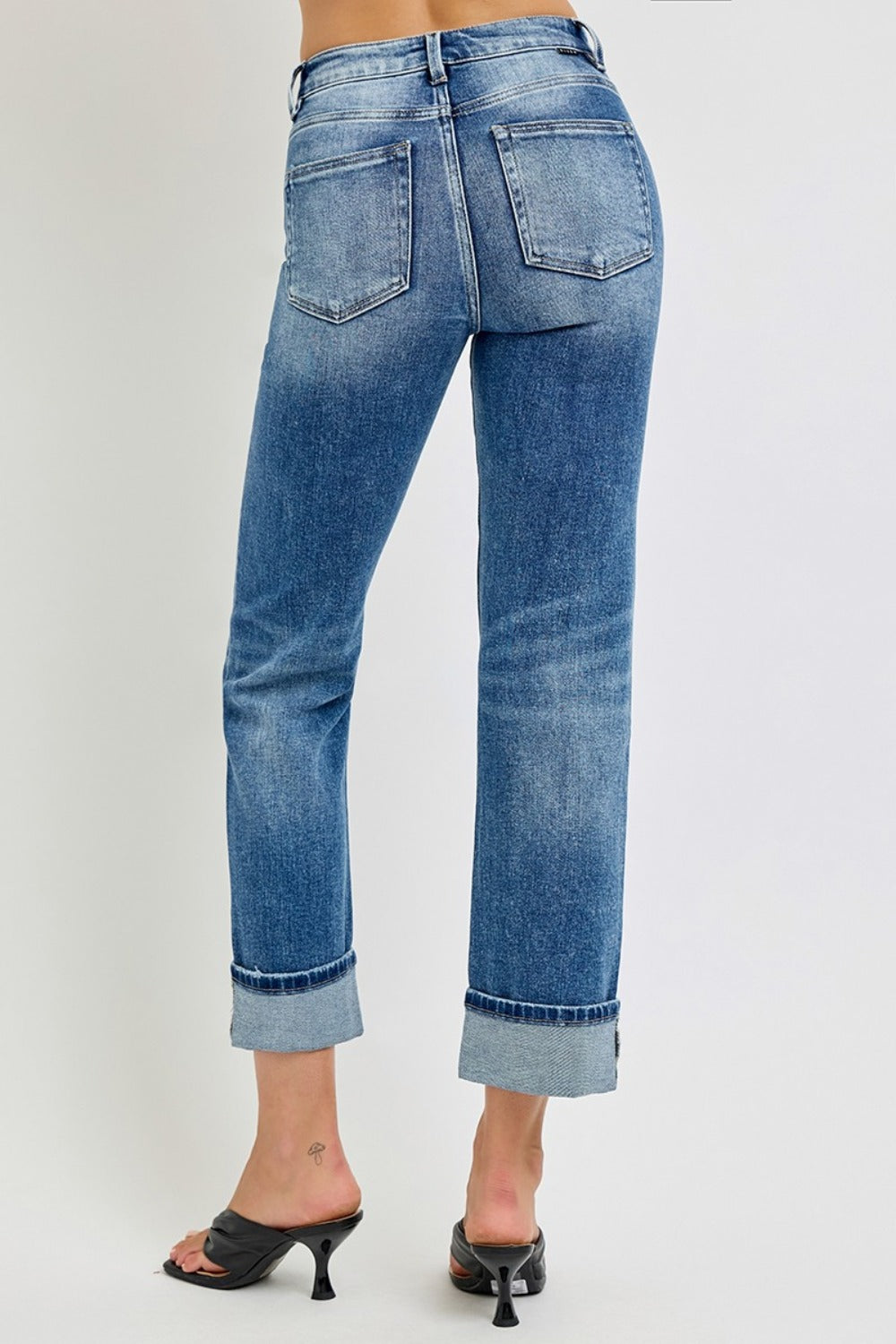 RISEN Full Size High Rise Crop Straight Roll Up Jeans - Teresa's Fashionista LLC