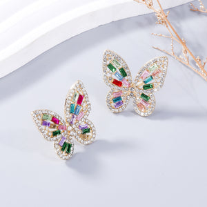 Alloy Inlaid Rhinestone Butterfly Earrings-Teresa's Fashionista LLC