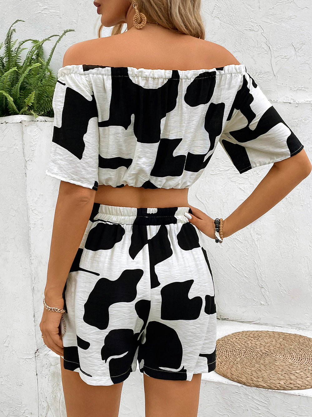 Drawstring Off-Shoulder Top and Shorts Set-Teresa's Fashionista LLC