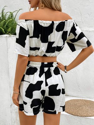 Drawstring Off-Shoulder Top and Shorts Set-Teresa's Fashionista LLC