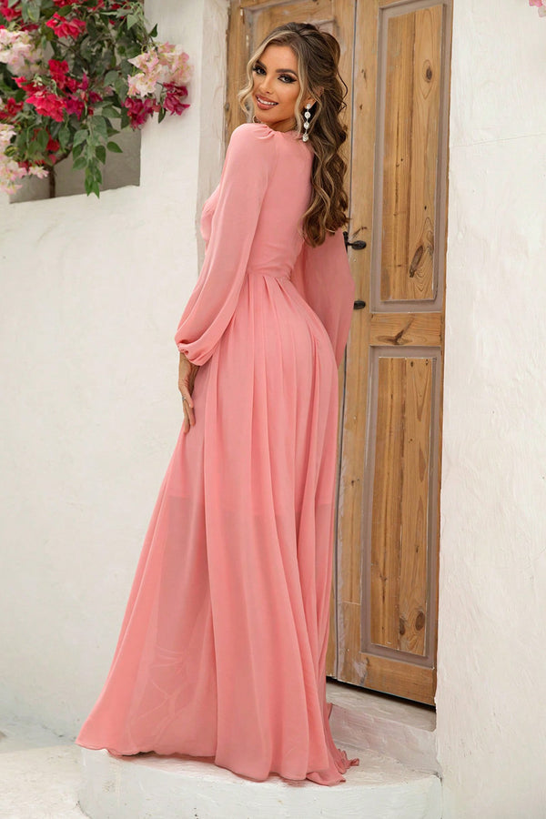 Twist Front Cutout Long Sleeve Dress-Teresa's Fashionista LLC