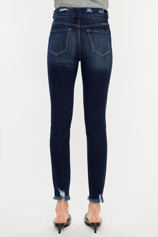 Kancan Full Size Cat's Whiskers Raw Hem High Waist Jeans-Teresa's Fashionista LLC