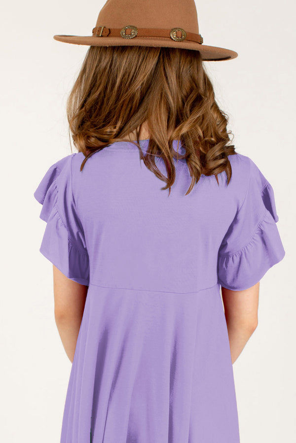 Round Neck Petal Sleeve Dress-Teresa's Fashionista LLC