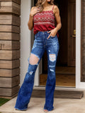 Raw Hem Distressed Bootcut Jeans-Teresa's Fashionista LLC