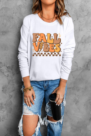 Letter Graphic Round Neck Long Sleeve Sweatshirt - Teresa's Fashionista LLC