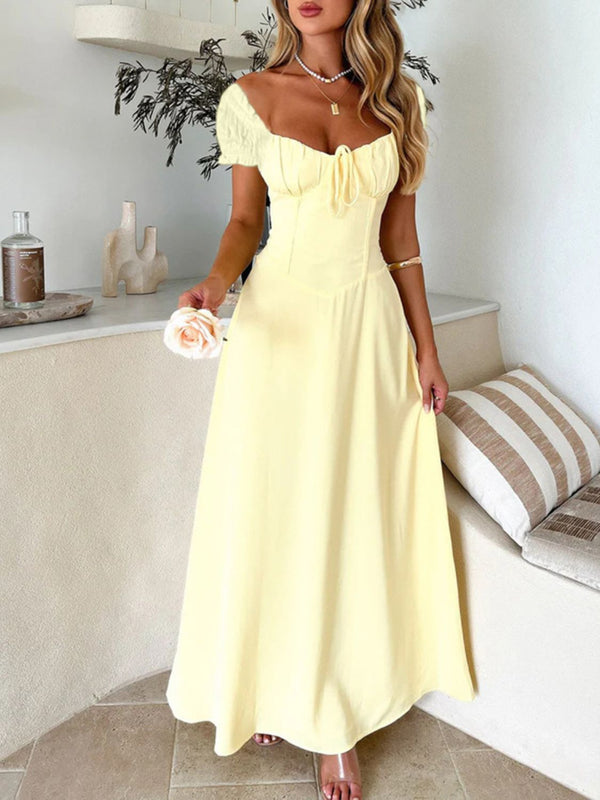 Devine Sweetheart Neck Short Sleeve Maxi Dress - Teresa's Fashionista LLC