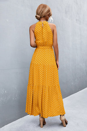 Printed Sleeveless Tie Waist Maxi Dress-Teresa's Fashionista LLC