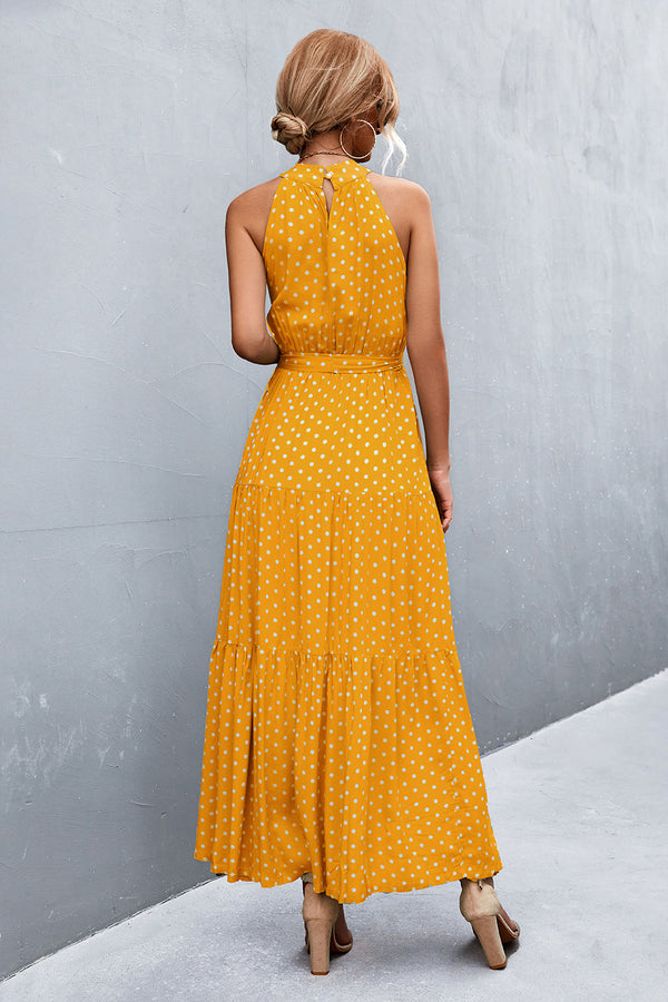 Printed Sleeveless Tie Waist Maxi Dress-Teresa's Fashionista LLC