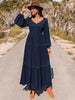 Long Sleeve Lace Trim Maxi Dress-Teresa's Fashionista LLC