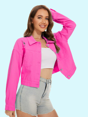 Distressed Distressed Button Up Denim Jacket-Teresa's Fashionista LLC