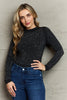 Rhinestone Round Neck Long Sleeve Bodysuit-Teresa's Fashionista LLC