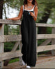 Women's Sleeveless Jumpsuit With Pockets And Adjustable Shoulder Strap Fashion Loose Wide Leg Straight Overalls Summer Beach Trousers - Teresa's Fashionista LLC