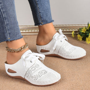 Lace-Up Round Toe Wedge Sandals-Teresa's Fashionista LLC