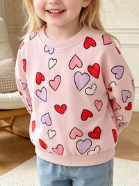 Children's Heart Print Crew Neck Sweatshirt