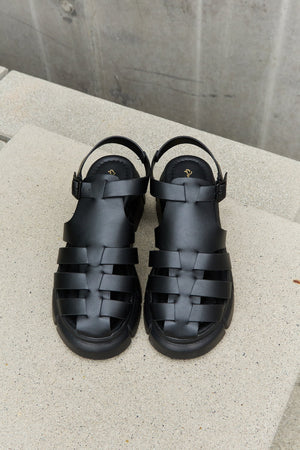 Qupid Platform Cage Stap Sandal in Black-Teresa's Fashionista LLC