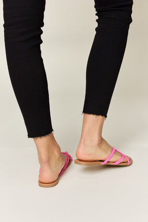 WILD DIVA Crisscross PU Leather Open Toe Sandals-Teresa's Fashionista LLC