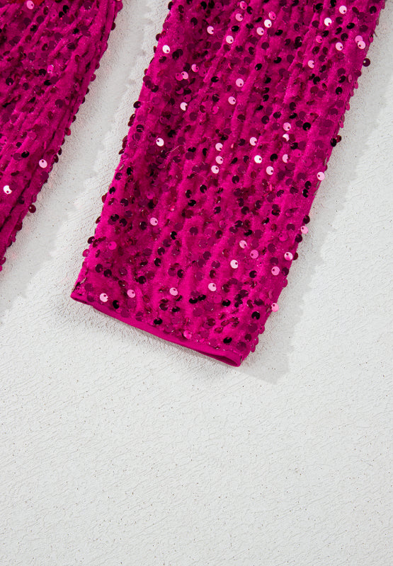 Sequin Surplice Long Sleeve Mini Dress - Teresa's Fashionista LLC
