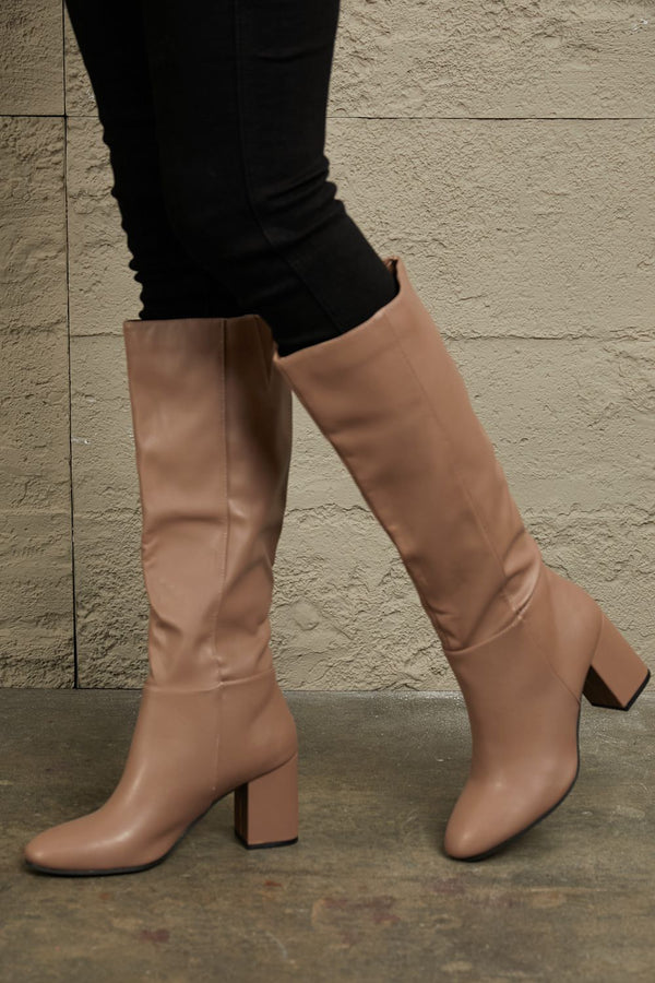 East Lion Corp Block Heel Knee High Boots-Teresa's Fashionista LLC