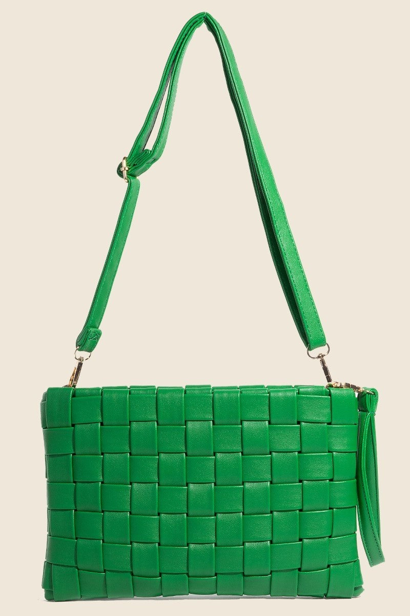 Fame Faux Leather Basket Weave  Crossbody Bag - Teresa's Fashionista LLC