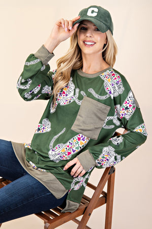Celeste Full Size Animal Print Contrast Round Neck T-Shirt - Teresa's Fashionista LLC